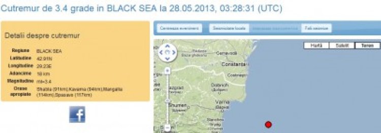 Cutremur în Marea Neagră, la 114 kilometri de Mangalia